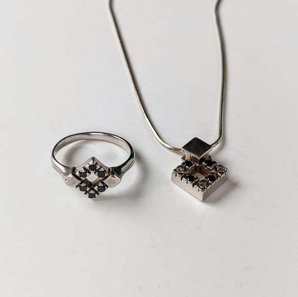 🇵🇱 Sterling Silver And Marcasite Pendant And Ring Set Made In Poland - Picture 3 of 10